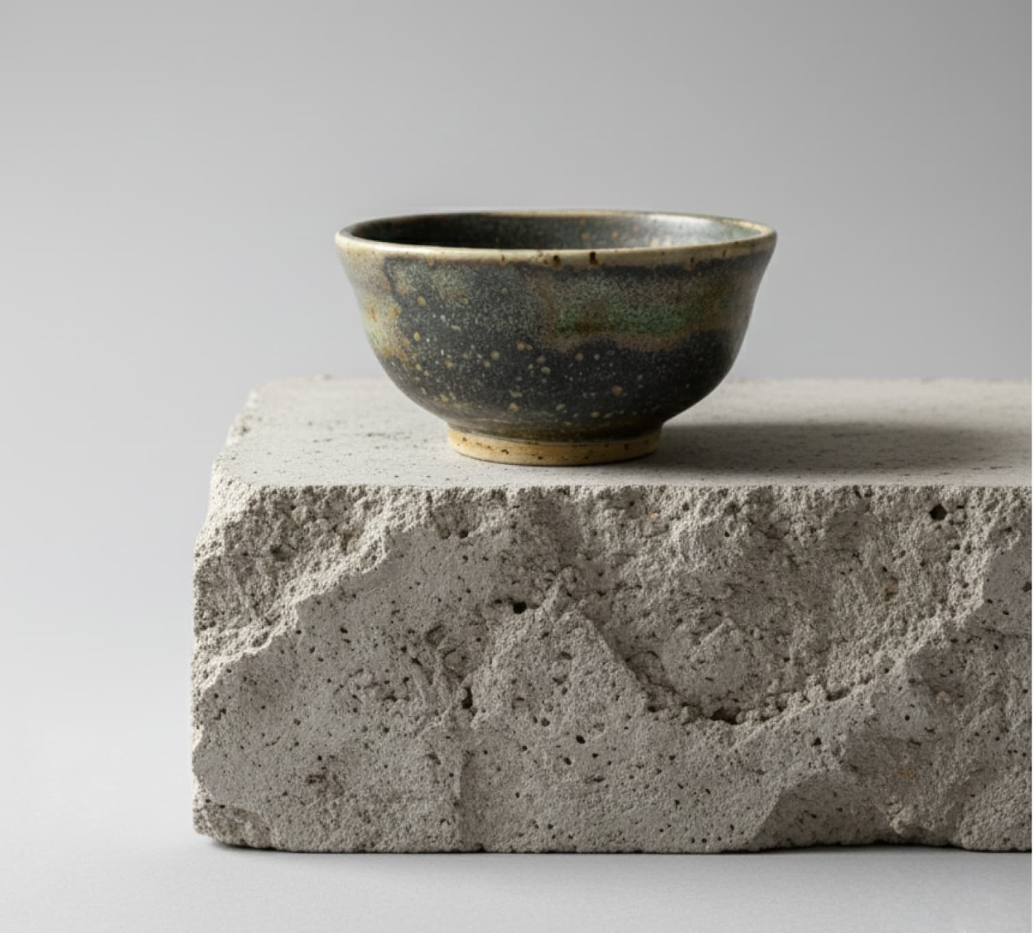 Bowl in ceramica su base in pietra